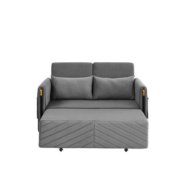 54" Velvet Loveseat Convertible Sleeper Sofa Bed w/Pull Out Sofa Bed